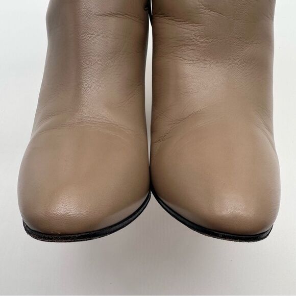 Gucci Indya Tie Ankle Boots Leather High Heel Pleated Bootie in Mud EU 37 US 7 - Picture 9 of 10